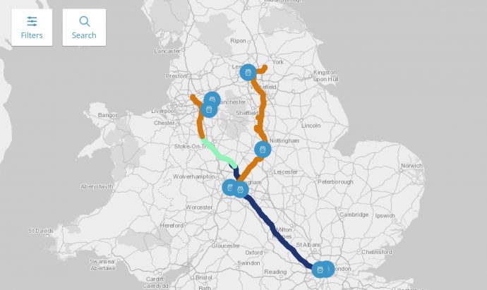 HS2 timeline map